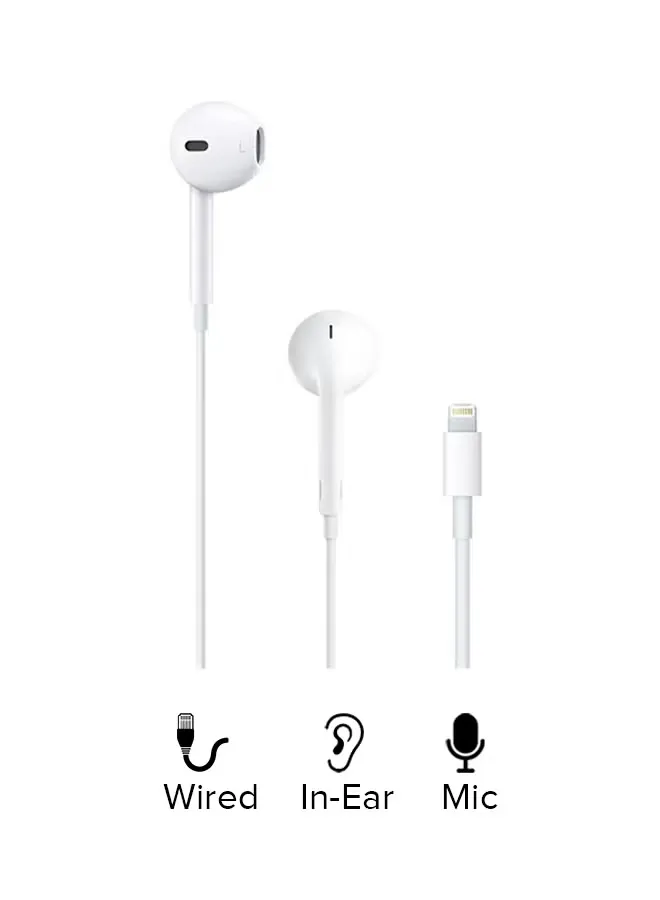 Apple EarPods with Lightning Connector Apple EarPods with Lightning Connector in white, featuring an in-line remote and microphone