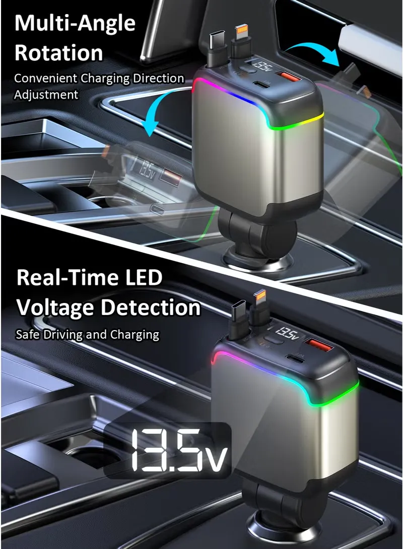 TONEOF retractable or compact car charger voltage monitoring and fire-proof construction